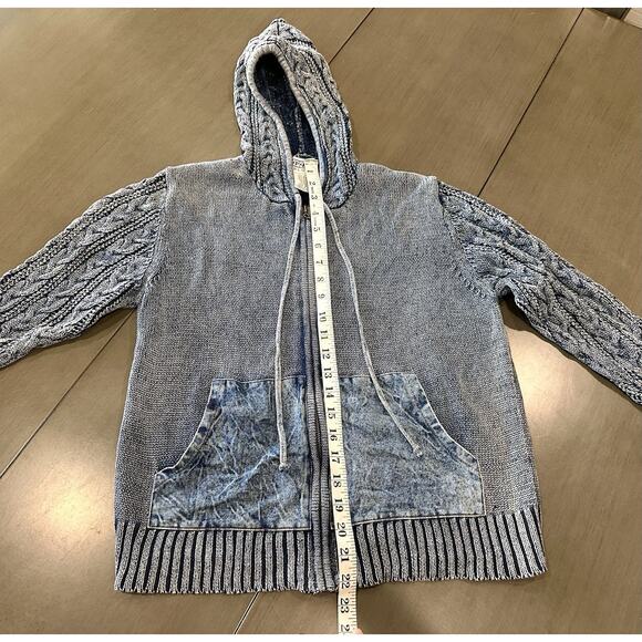 90s 80s Vintage PBJ Blues Blue Hooded Full Zip Jacket Women's Medium - Picture 2 of 8